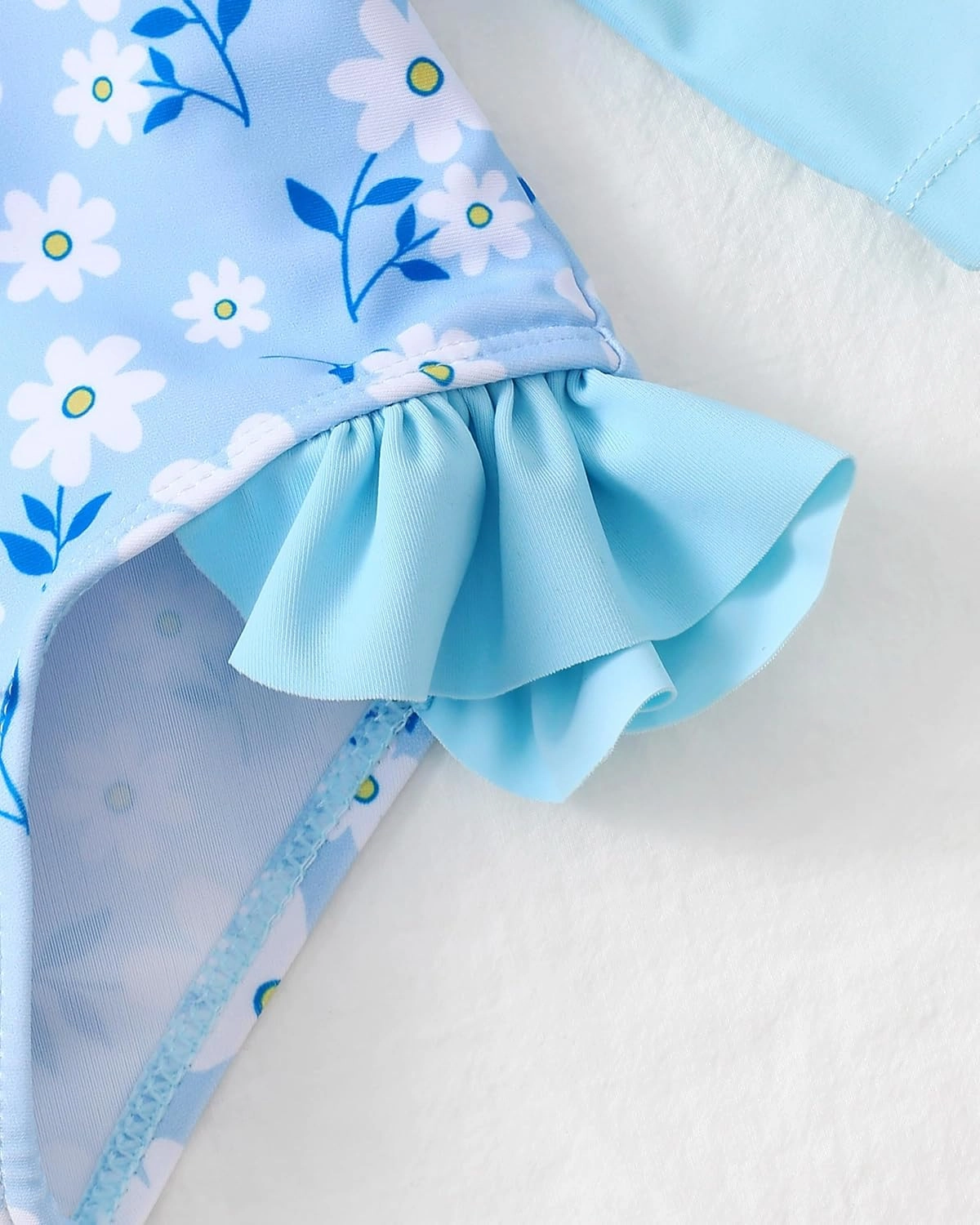 Baby Girl Swimsuit Long Sleeve One-Piece Swimwear with Hat Rash Guard Ruffle Floral Zipper Beach Infant Bathing Suit