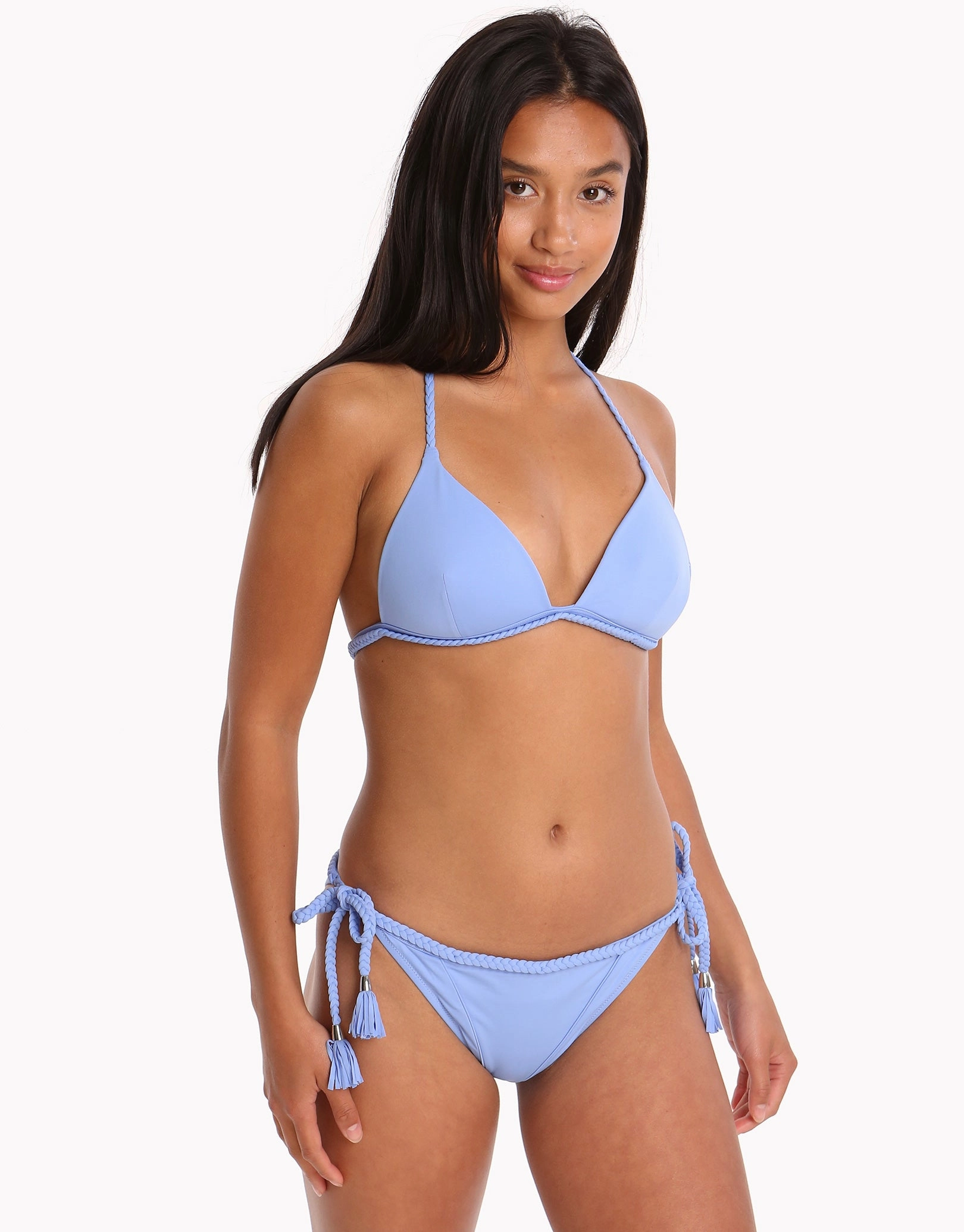 Bahari Blue Zera Braided Tie Bikini Bottom - Blue