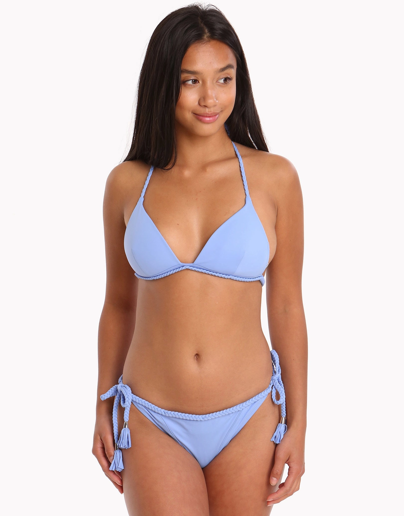 Bahari Blue Zera Braided Tie Bikini Bottom - Blue