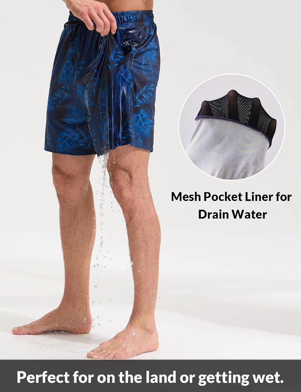 baleaf Mens Swim Trunks with Compression Liner 5 & 7 inch Quick Dry Bathing Suit Swim Shorts with Zippered Pockets