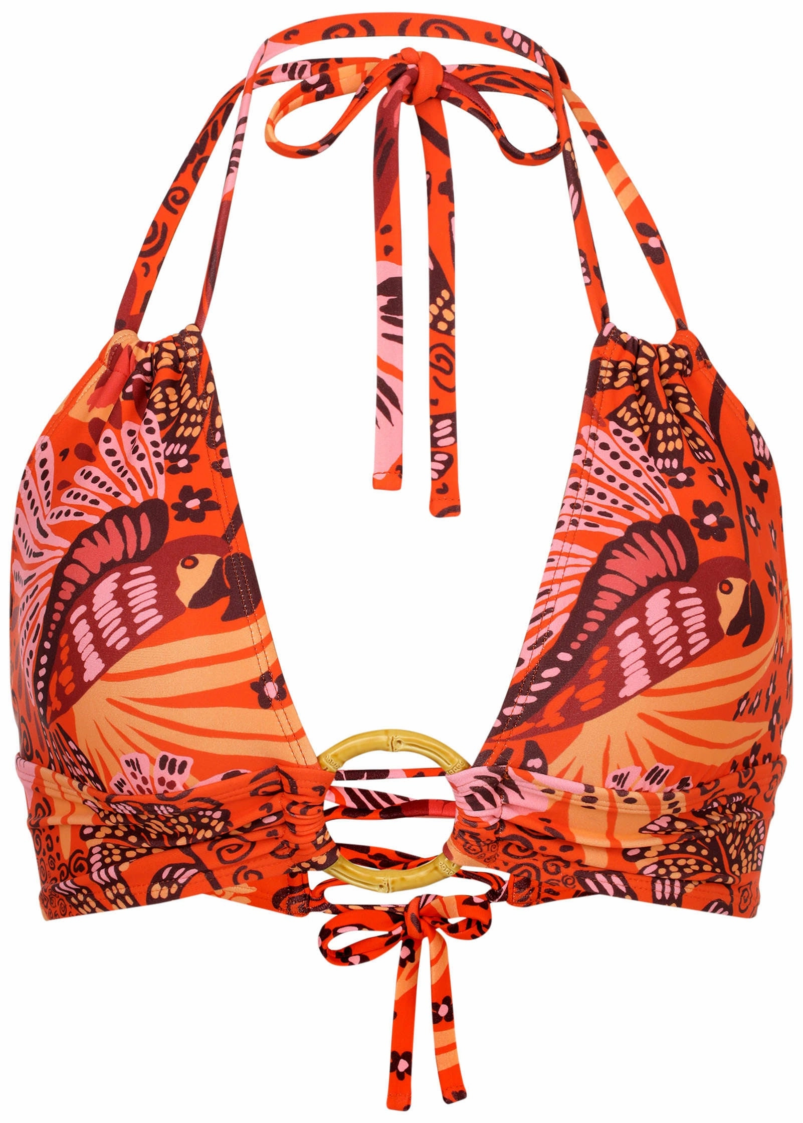 Bamboo Ring Halter Top - Parrot Palm