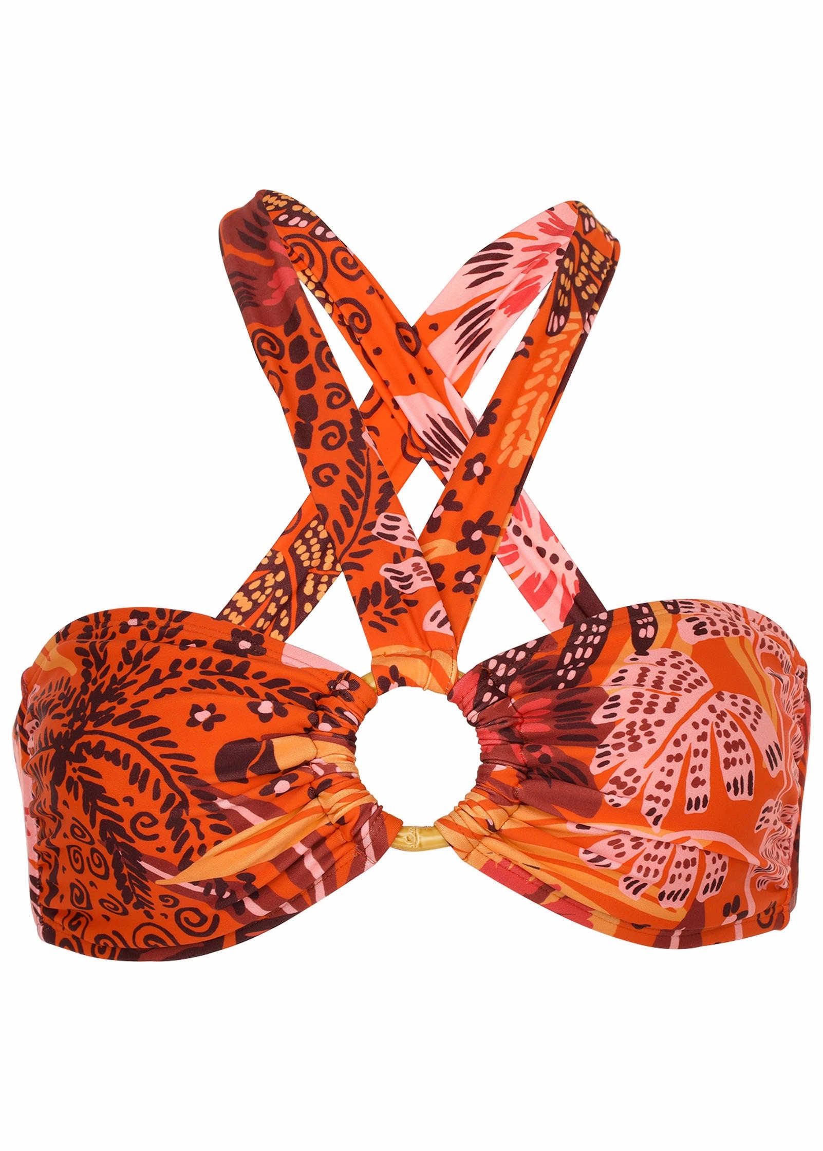 Bamboo Ring Halter Top - Parrot Palm