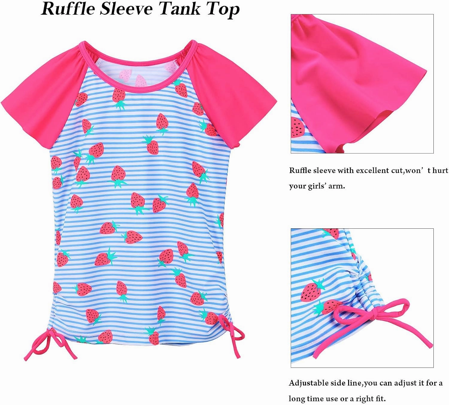 BAOHULU Girls Rash Guard 2 Pieces Bathing Suit UPF50  Swimsuit with Swimming Skirt Swimwear 2-12Y