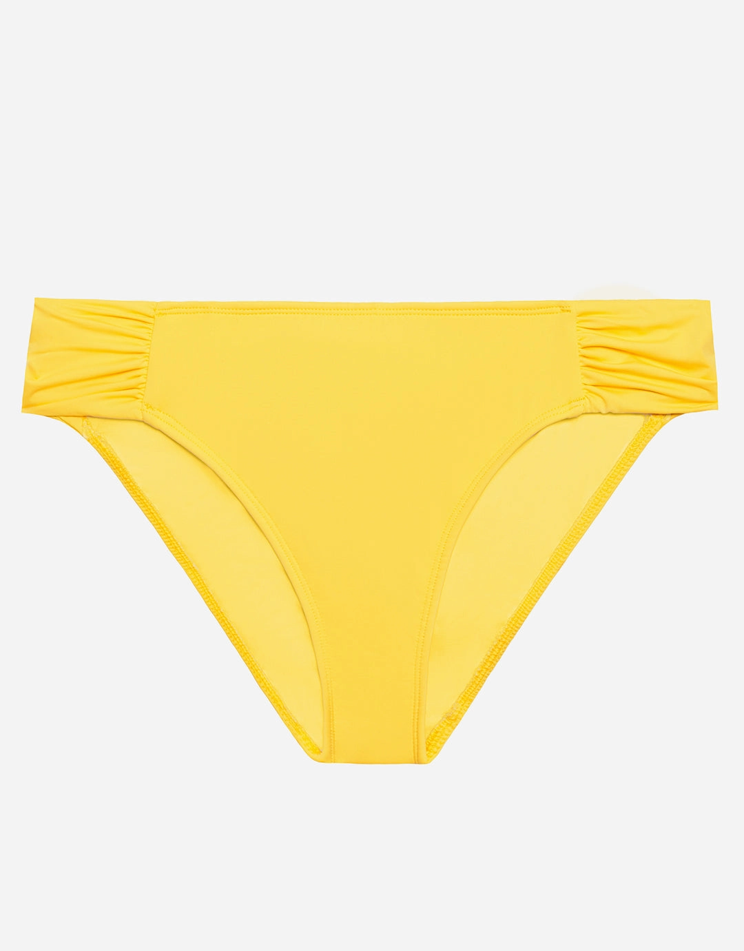 Beach Club Solids Shirred Tab Side Bikini Pant - Yellow