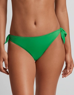 Beach Club Solids Side Tie Scoop Hipster Bikini Pant - Palm Green