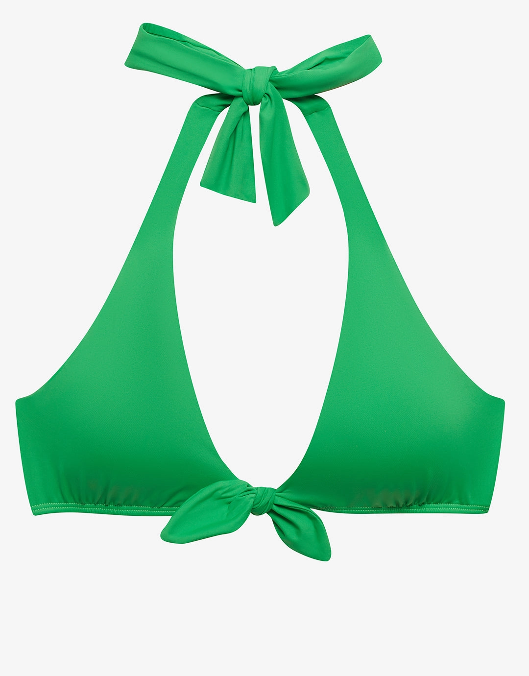Beach Club Solids Tie Front Halter Bikini Top - Palm Green