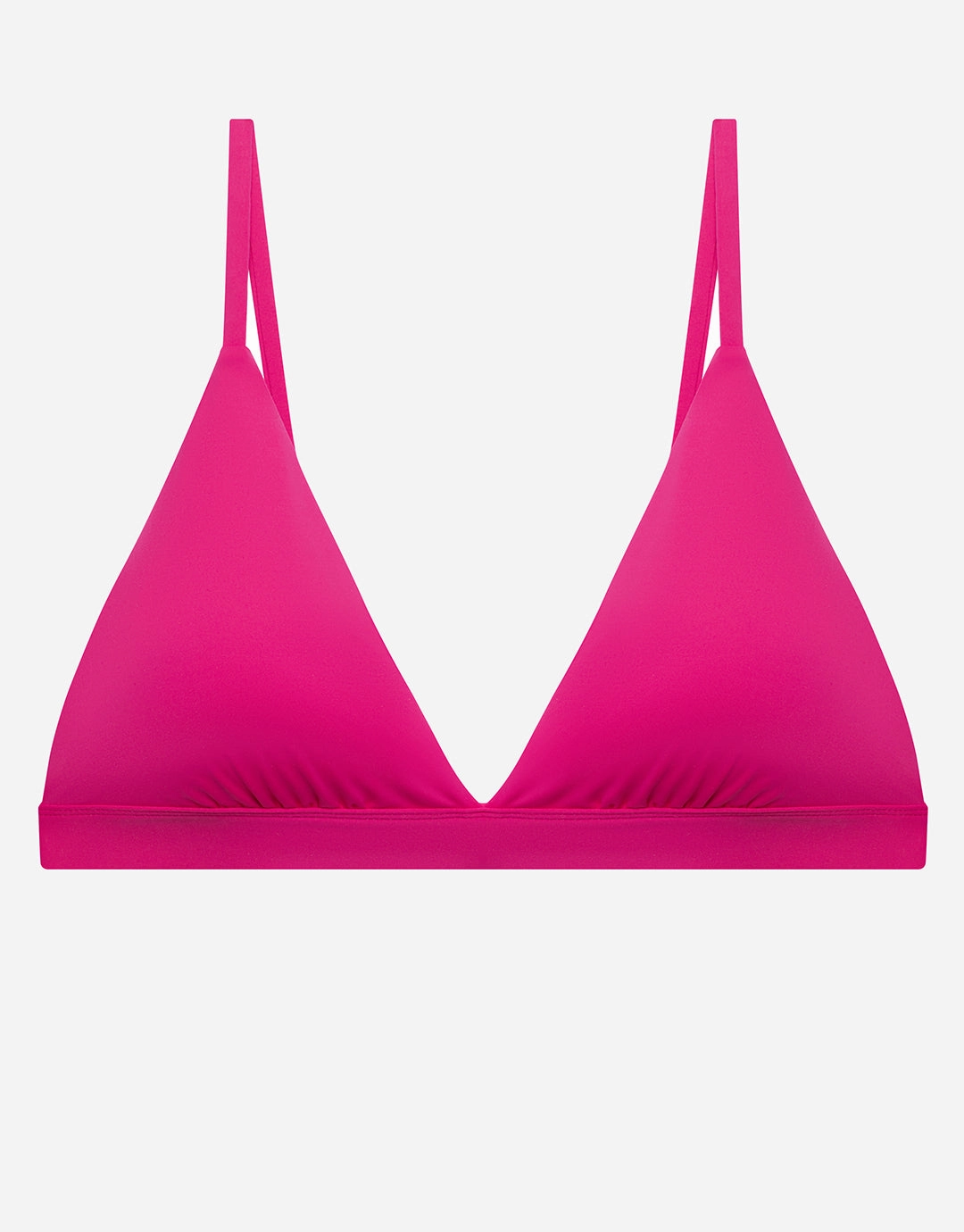 Beach Club Solids Triangle V Neck Bra Bikini Top - Freesia Pink