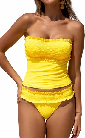 Beachsissi Bandeau Swimsuits for Women Strapless Swimwear Bathing Suits