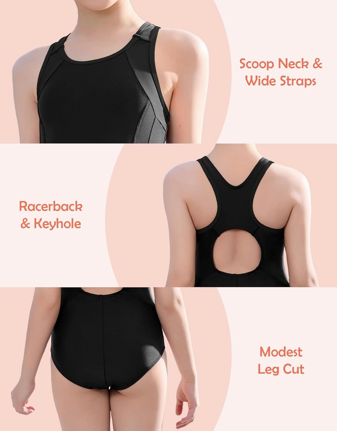beautyin Girls Swimsuit Athletic One Piece Practice Swimwear Competition Bathing Suit