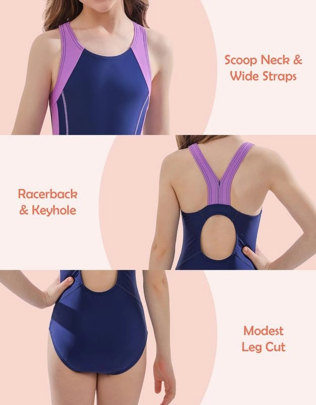 beautyin Girls Swimsuit Athletic One Piece Practice Swimwear Competition Bathing Suit
