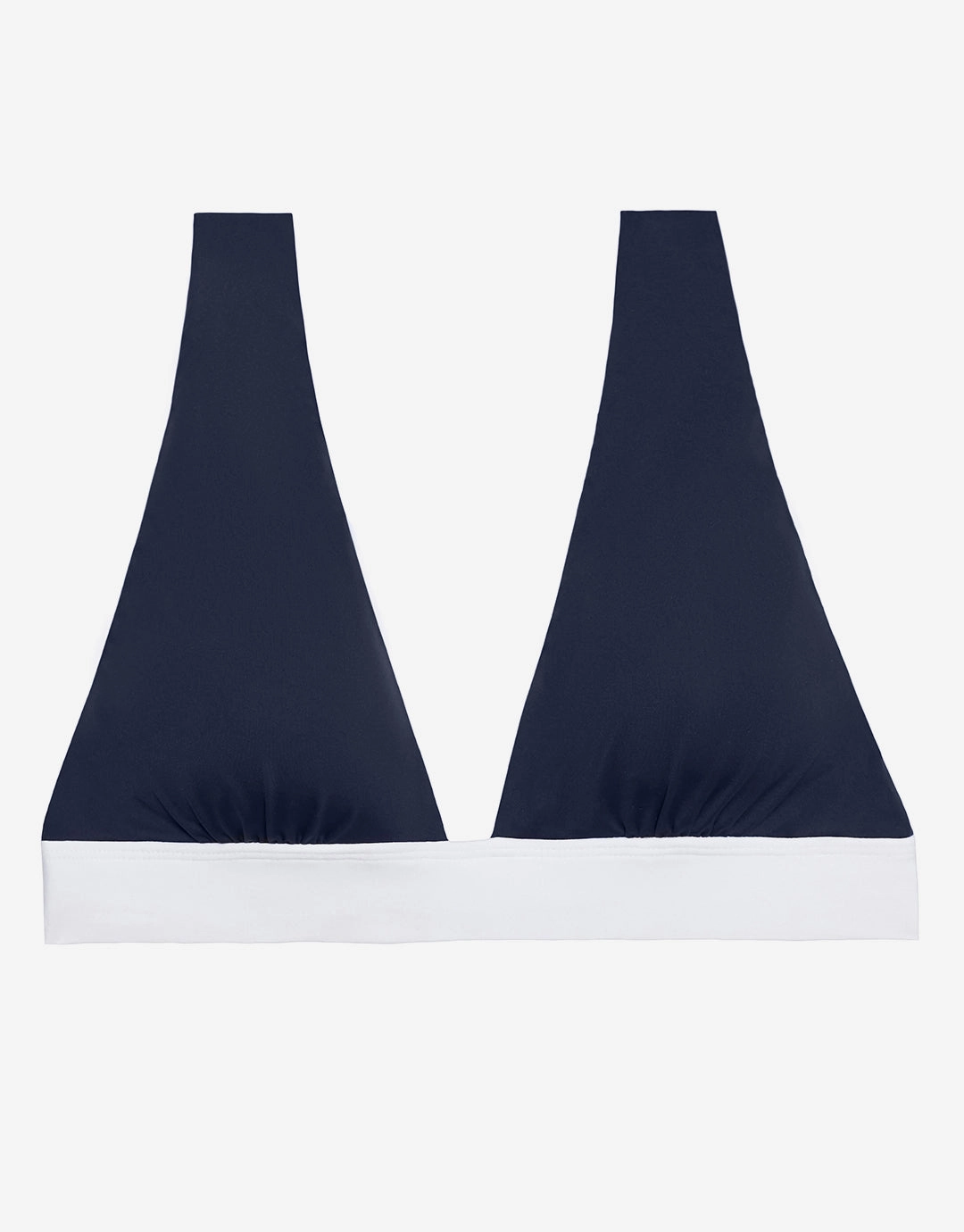 Bel Air Modern V Neck Bikini Top - Navy and White