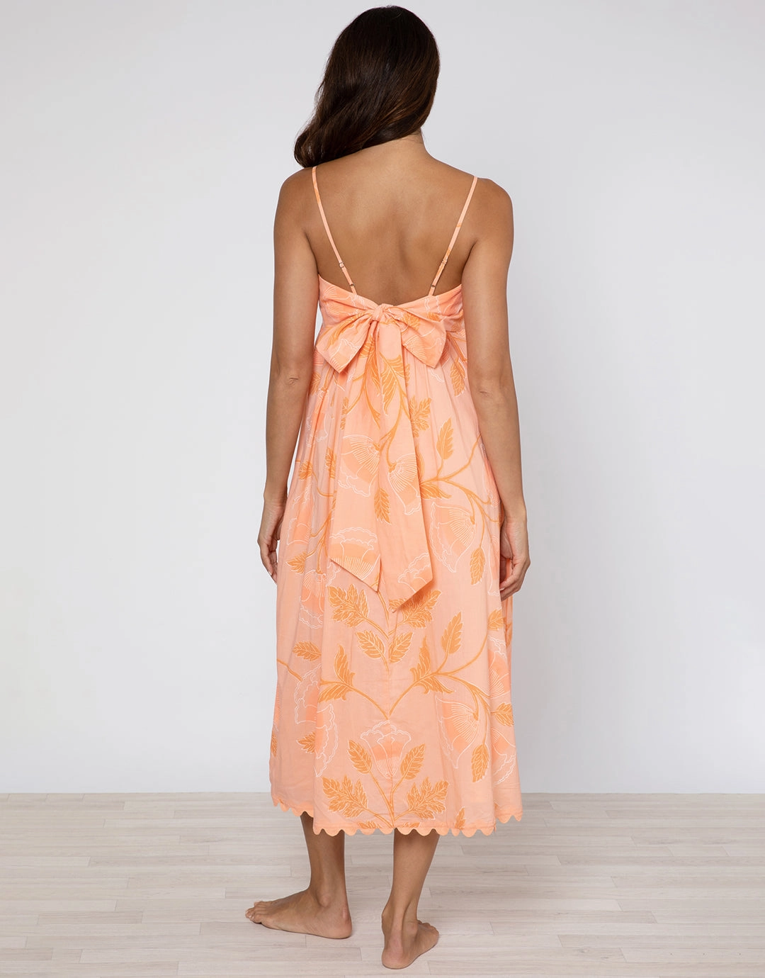 Bellflower Tie Back Midi Dress - Peach