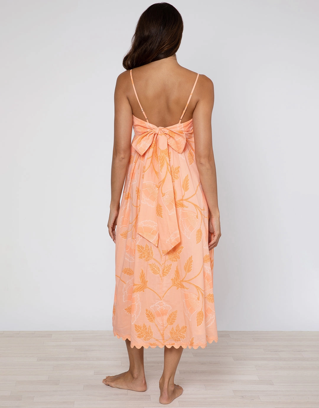 Bellflower Tie Back Midi Dress - Peach