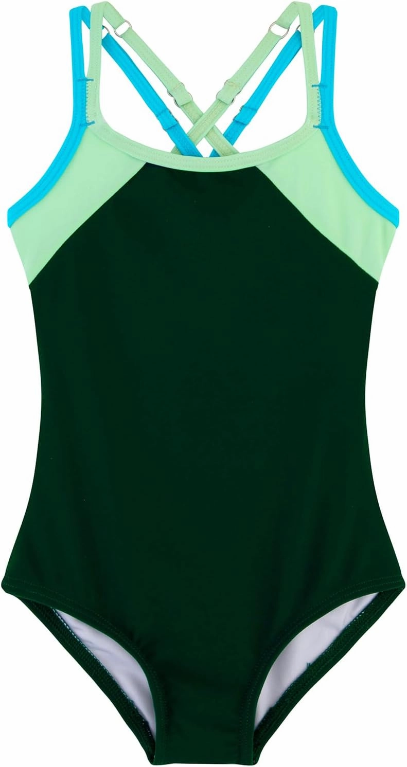 Belovance Girls Swimsuit One Piece Swimwear Adjustable Straps Back Cutout Athletic Sport Kids Tween Bathing Suit 5-14 Years
