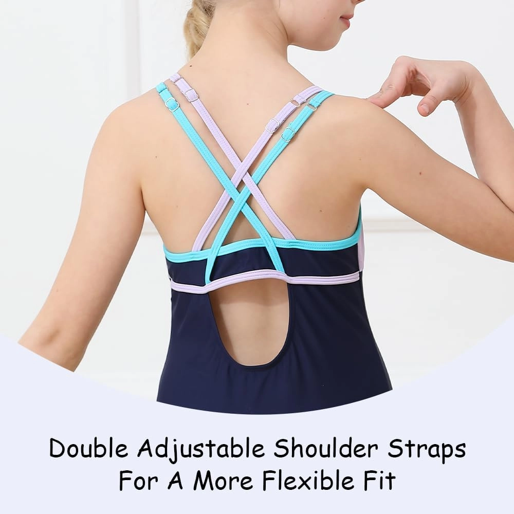 Belovance Girls Swimsuit One Piece Swimwear Adjustable Straps Back Cutout Athletic Sport Kids Tween Bathing Suit 5-14 Years