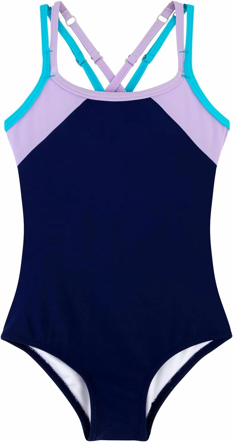 Belovance Girls Swimsuit One Piece Swimwear Adjustable Straps Back Cutout Athletic Sport Kids Tween Bathing Suit 5-14 Years