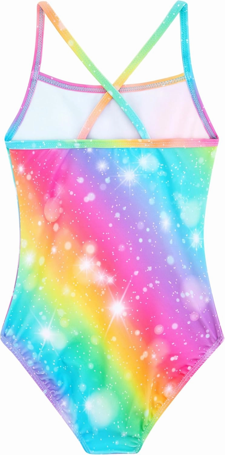 Belovance Girls Swimsuits One Piece Bathing Suit Crossback Straps Cute Toddler Kids Pool Beach Swimwear Quick Dry 4-12 Years