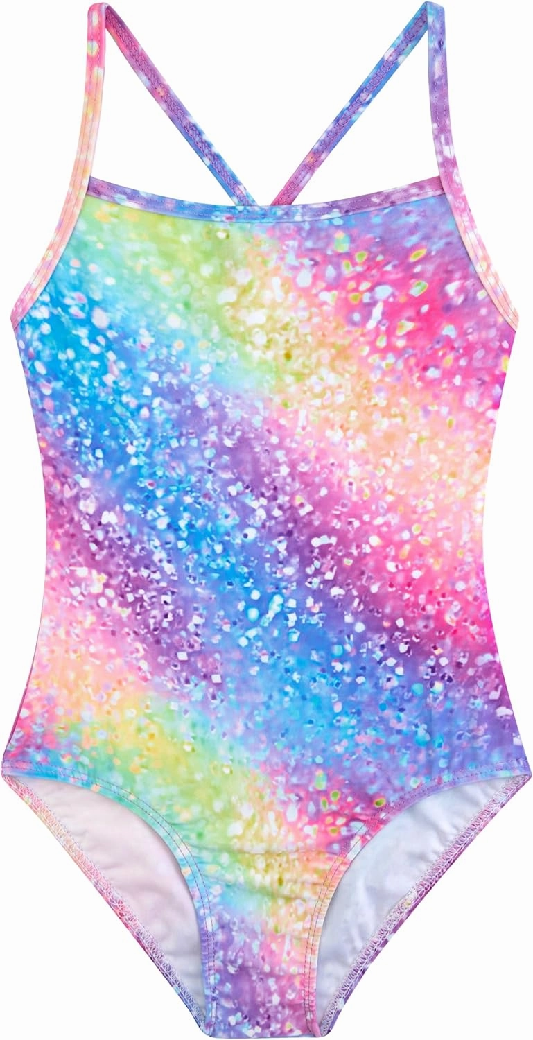 Belovance Girls Swimsuits One Piece Bathing Suit Crossback Straps Cute Toddler Kids Pool Beach Swimwear Quick Dry 4-12 Years