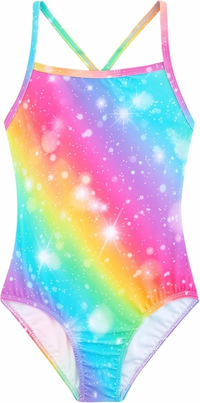 Belovance Girls Swimsuits One Piece Bathing Suit Crossback Straps Cute Toddler Kids Pool Beach Swimwear Quick Dry 4-12 Years