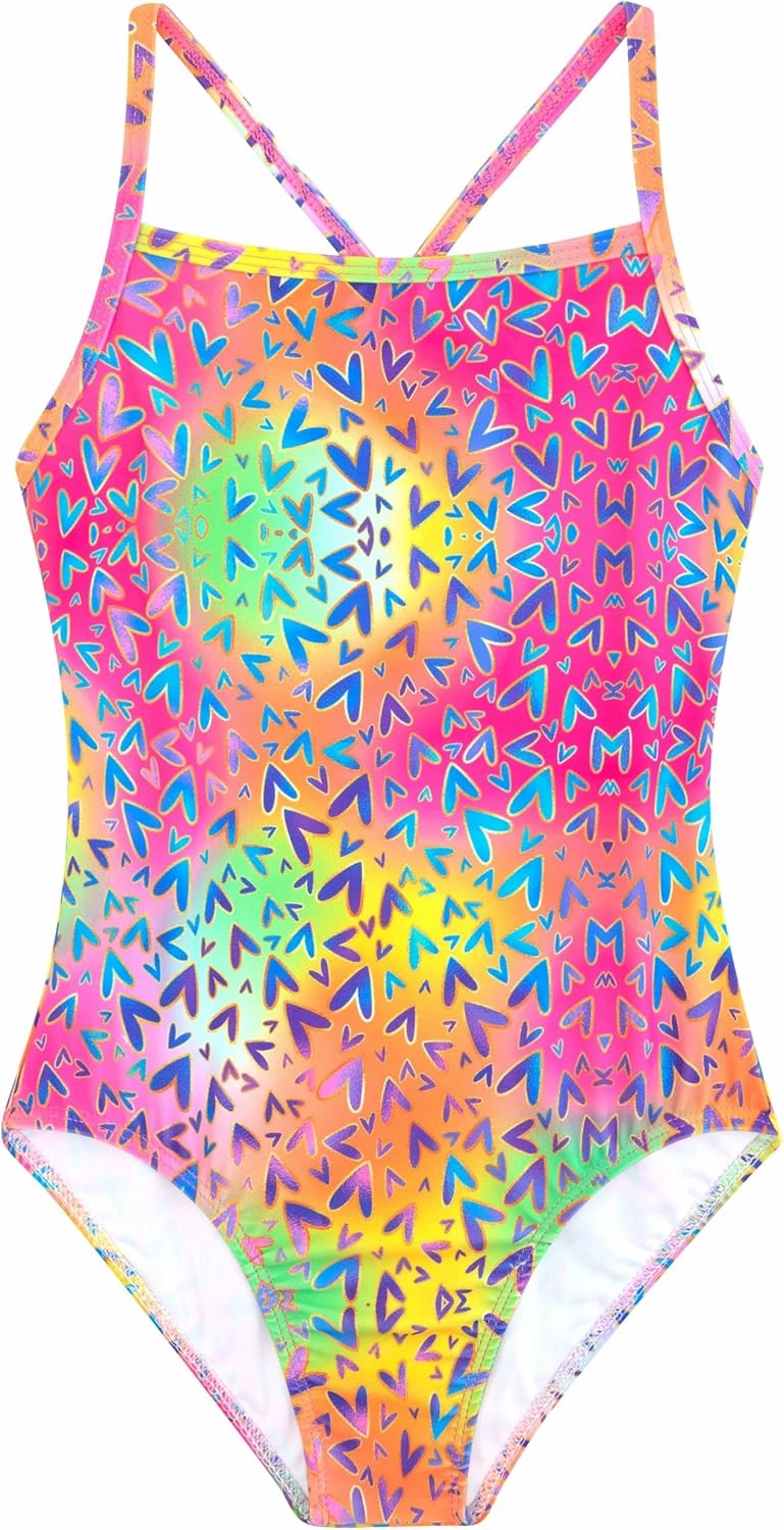Belovance Girls Swimsuits One Piece Bathing Suit Crossback Straps Cute Toddler Kids Pool Beach Swimwear Quick Dry 4-12 Years