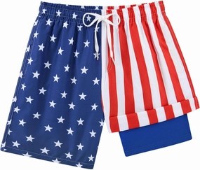 Belovecol Boys Swim Trunks with Compression Liner Anti-Chafe Swim Shorts Quick Dry UPF 50  Bathing Suits Swimwear 7-20T