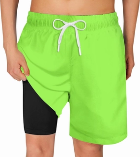 Belovecol Boys Swim Trunks with Compression Liner Solid Color Bathing Suits Quick Dry Swimwear Summer Swimsuits 6-20T