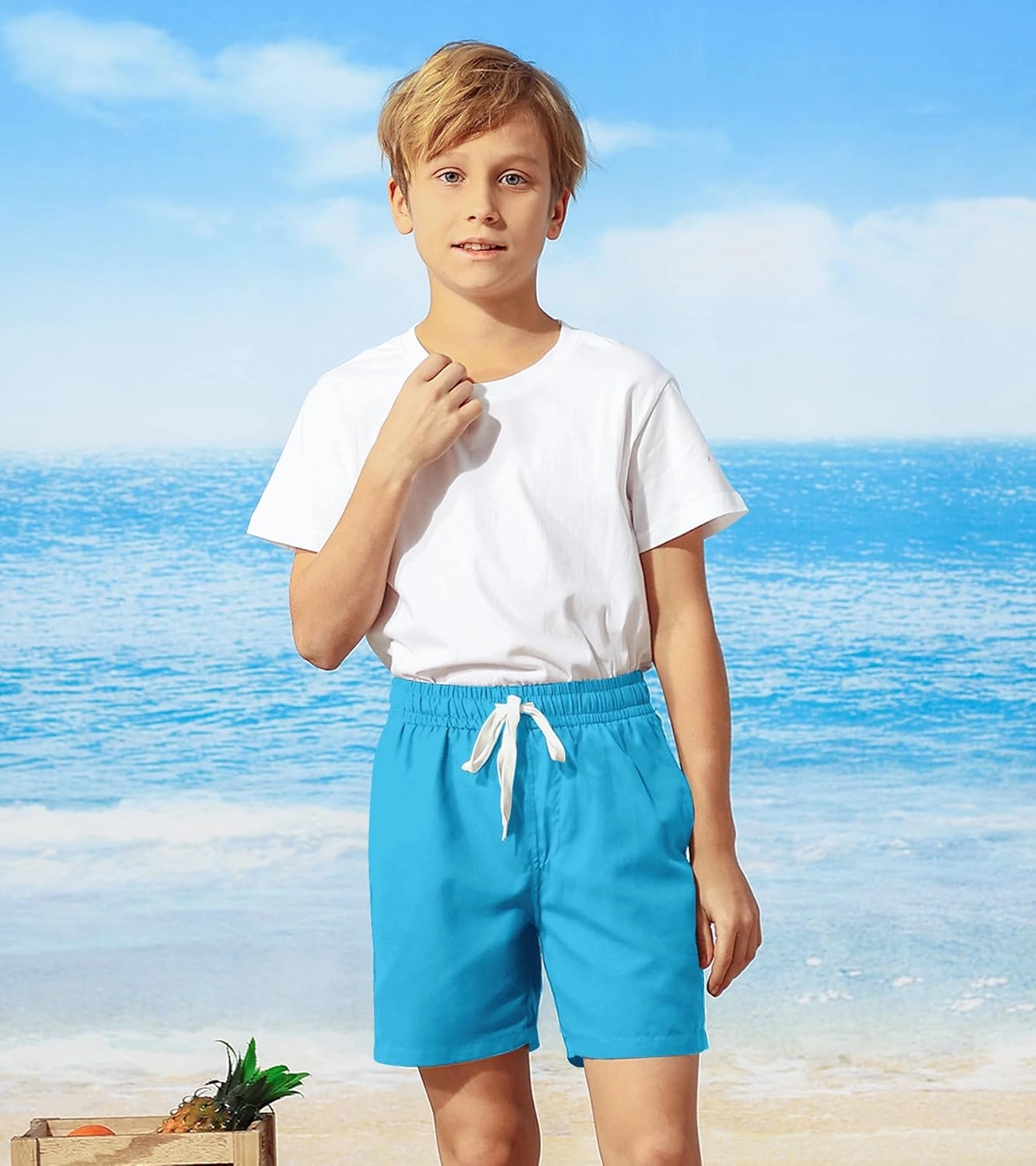 Belovecol Boys Swim Trunks with Compression Liner Solid Color Bathing Suits Quick Dry Swimwear Summer Swimsuits 6-20T