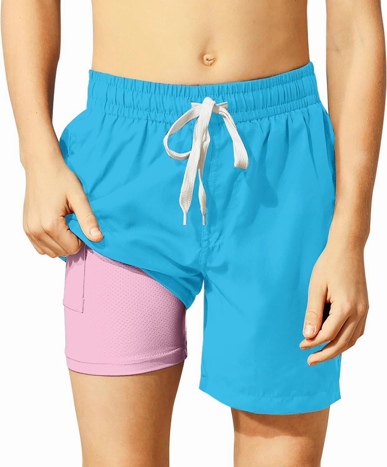 Belovecol Boys Swim Trunks with Compression Liner Solid Color Bathing Suits Quick Dry Swimwear Summer Swimsuits 6-20T