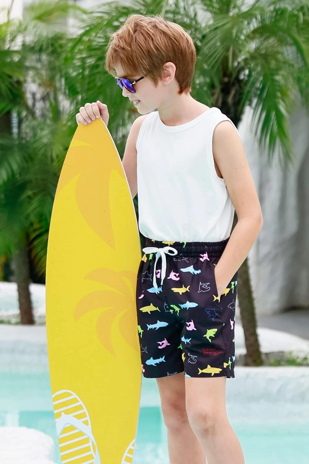 BFUSTYLE Boys Swim Trunks Kid Swim Short with Compression Liner Little Boys Bathing Suit