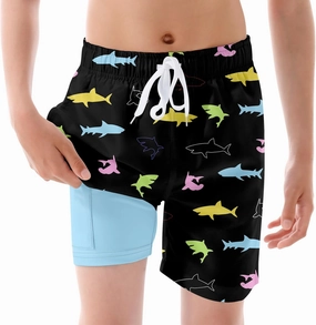 BFUSTYLE Boys Swim Trunks Kid Swim Short with Compression Liner Little Boys Bathing Suit