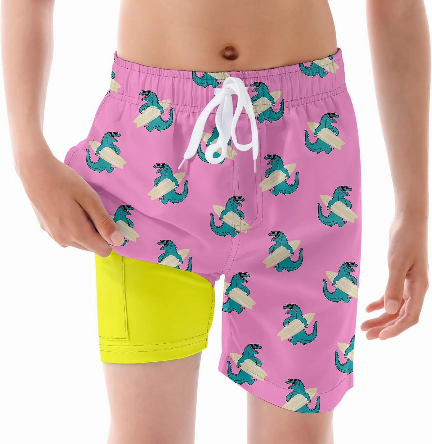 BFUSTYLE Boys Swim Trunks Kid Swim Short with Compression Liner Little Boys Bathing Suit