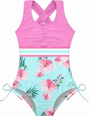 BFUSTYLE Girls One Piece Swimsuit Cute Striped Bathing Suit Hawaii Swimwear 4-13 Years