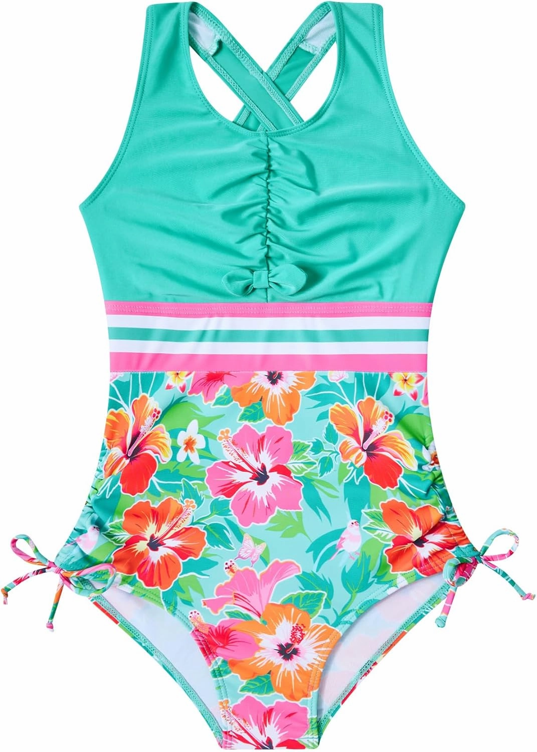 BFUSTYLE Girls Swimsuit One Piece Bathing Suit 4-13 Years Sleeveless Beach Swimwear