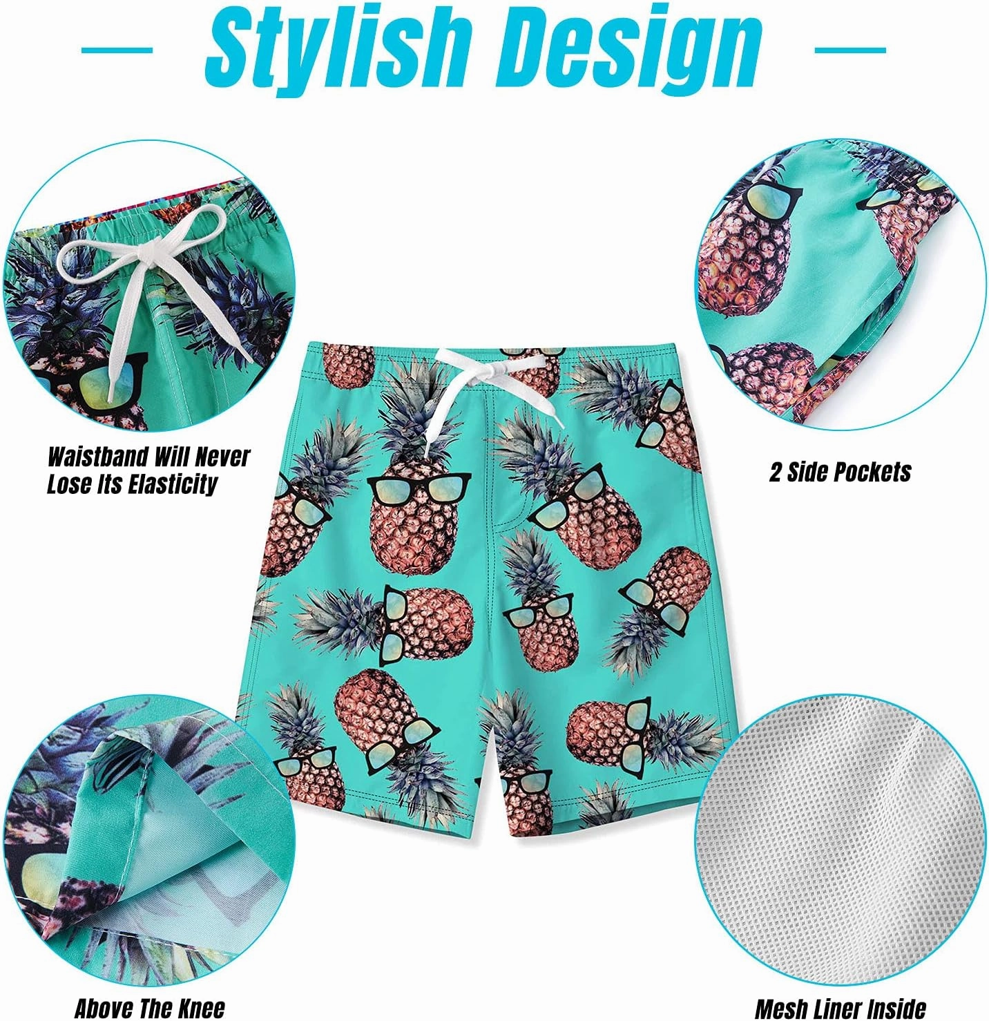 BFUSTYLE Kids Boys Swim Trunks Mesh Lining Water Resistant Beach Shorts 5-14 Years