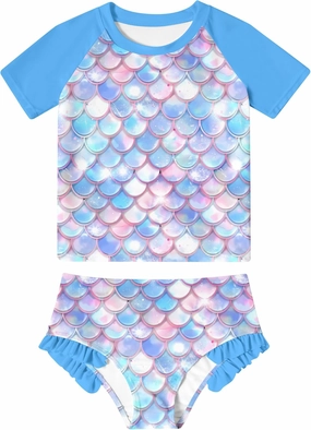 BFUSTYLE Little Girls Rash Guard Swimsuit 2-Piece Bathing Suit for Kids 5-9 Years