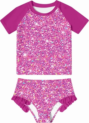 BFUSTYLE Little Girls Rash Guard Swimsuit 2-Piece Bathing Suit for Kids 5-9 Years