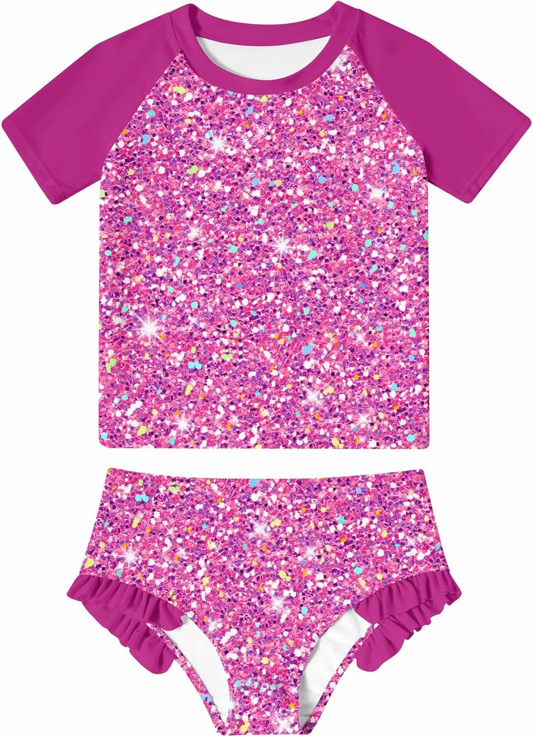 BFUSTYLE Little Girls Rash Guard Swimsuit 2-Piece Bathing Suit for Kids 5-9 Years