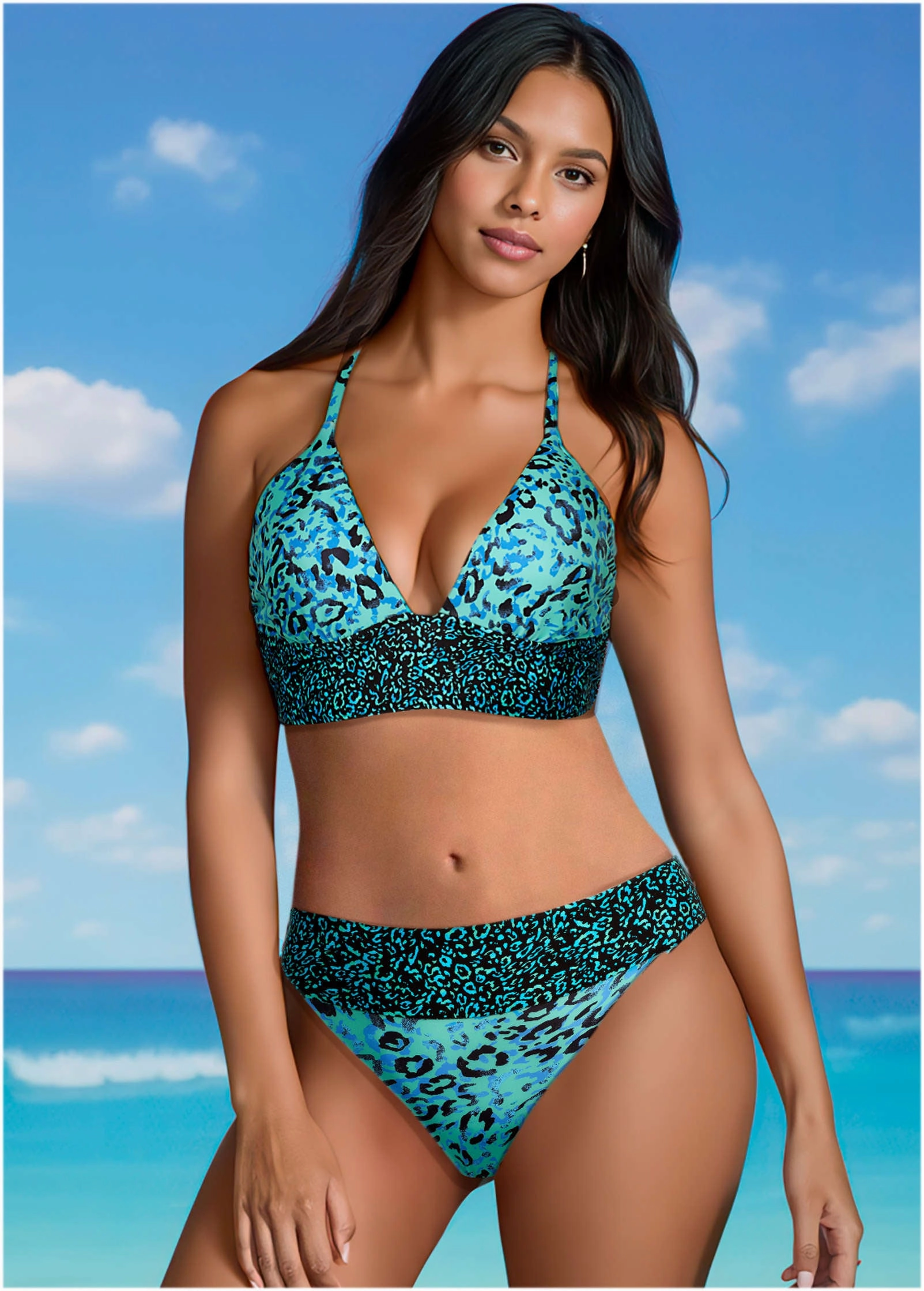 Bimini Long Line Top - Cool Leopard Combo