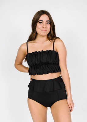 Black | Oversized Ruffle Top