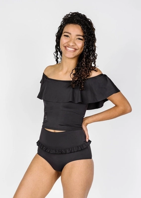 Black | Ruffled Around Top