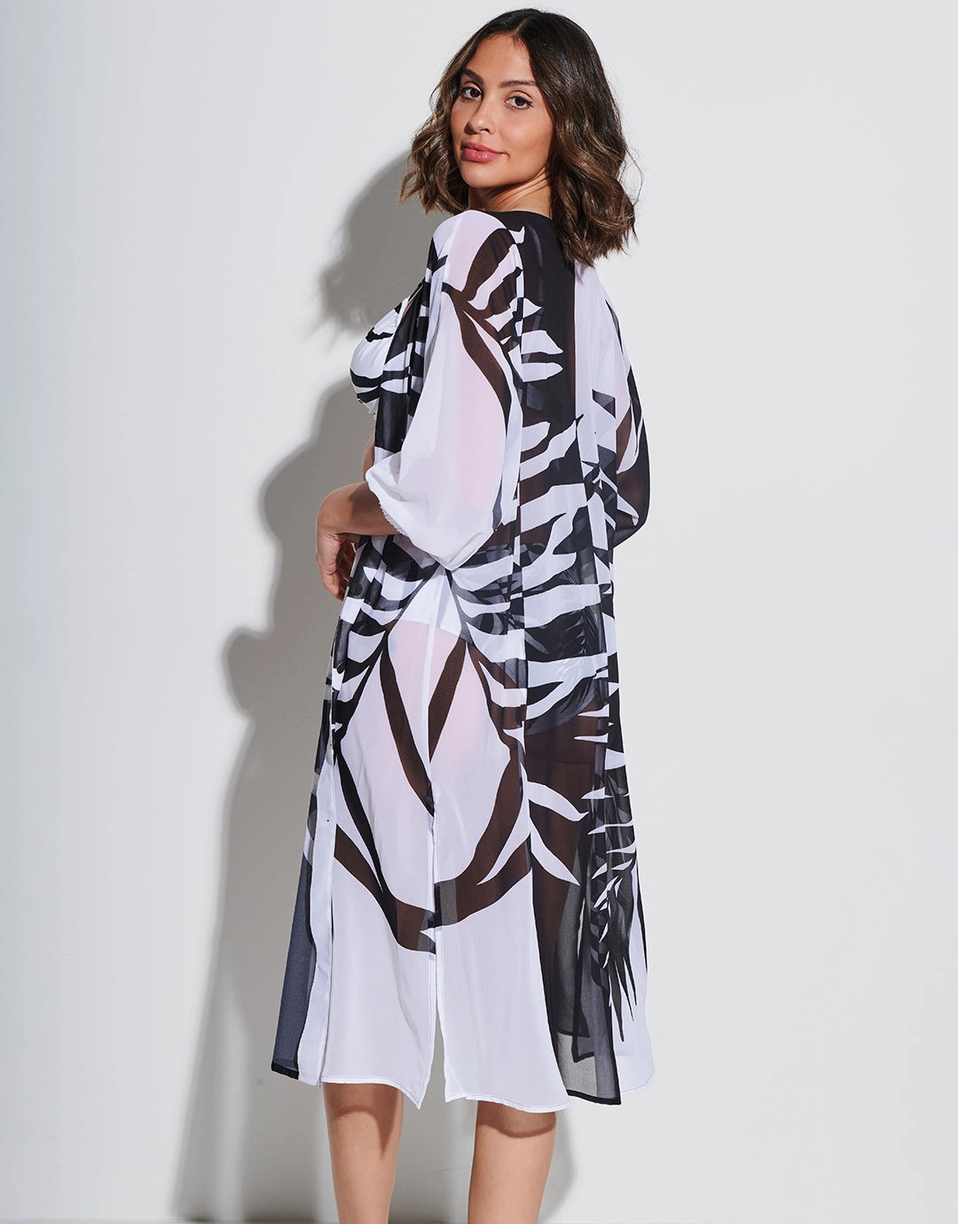 Black and White Midi Beach Shirt