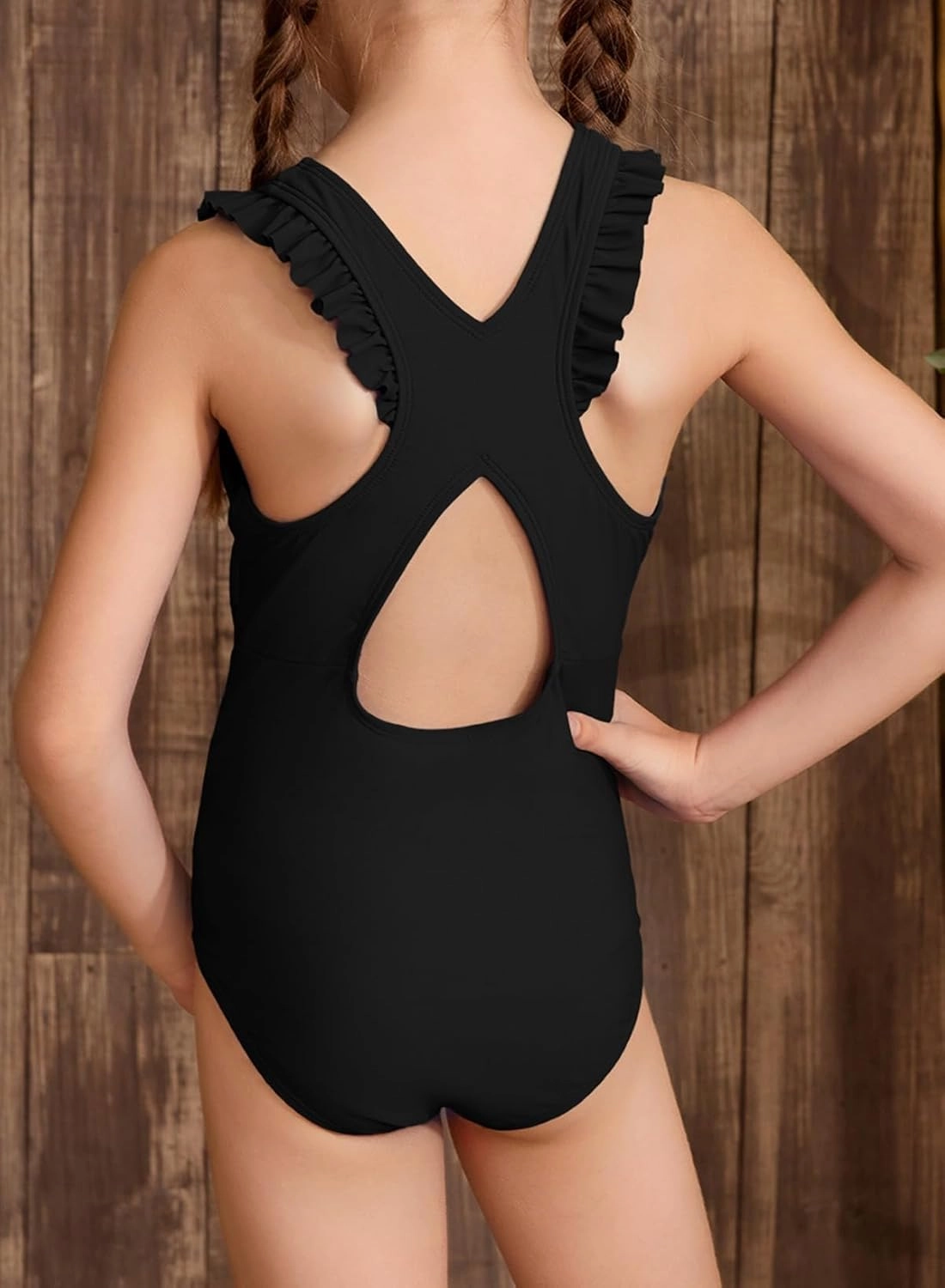 blibean Kid Girls Swimsuit One Piece Ruffle Sleeve Bathing Suits 6-15 Year