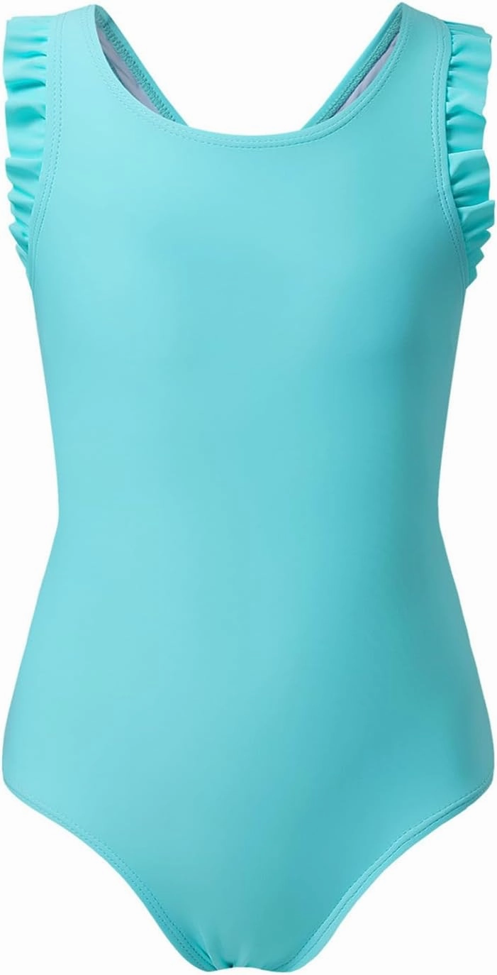 blibean Kid Girls Swimsuit One Piece Ruffle Sleeve Bathing Suits 6-15 Year