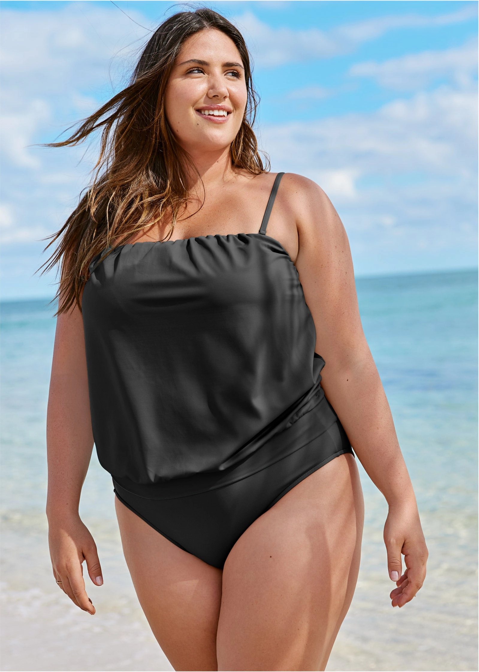 Blouson Bandeau Tankini - Black Beauty