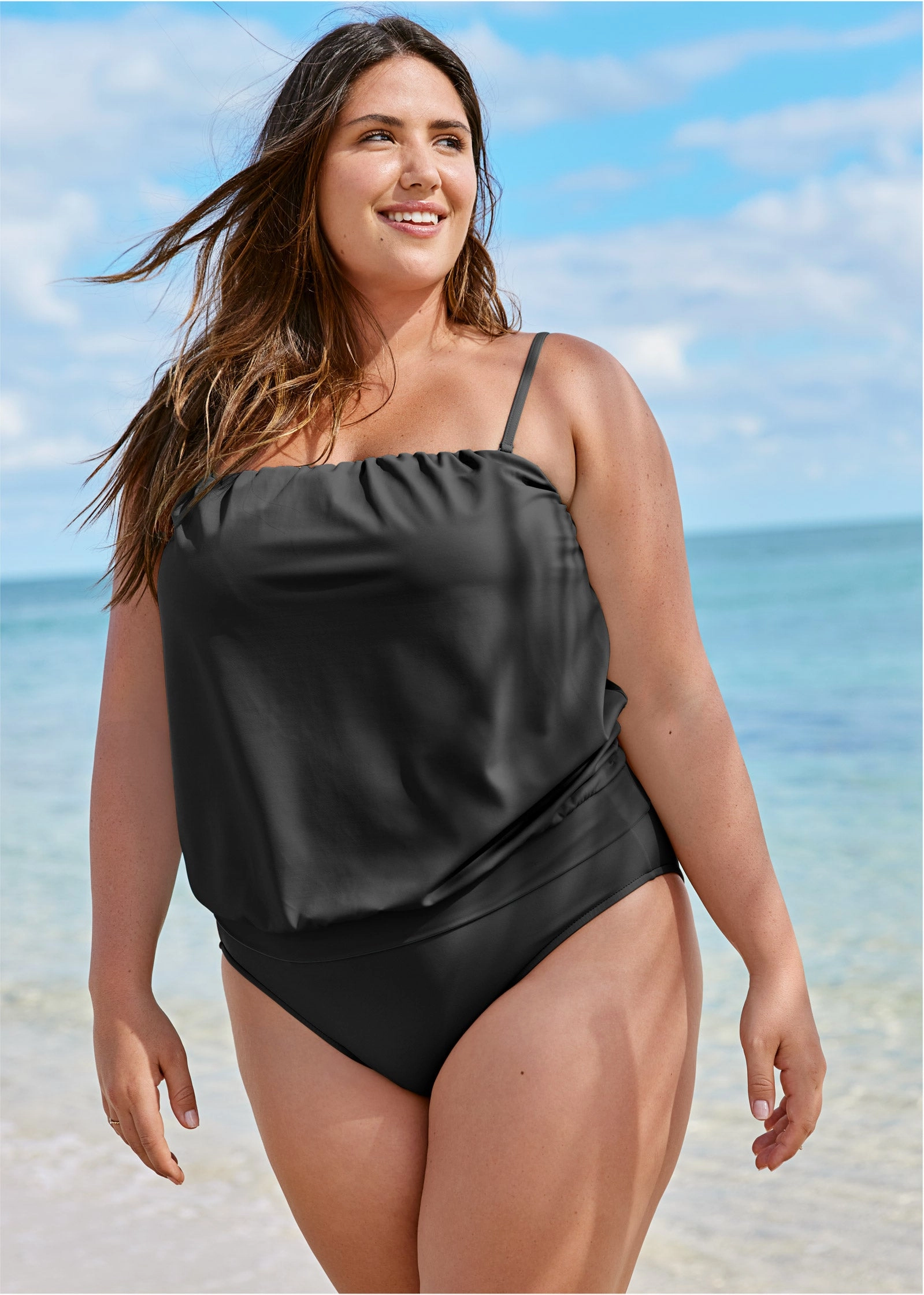 Blouson Bandeau Tankini - Black Beauty