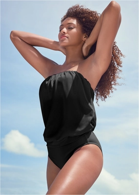 Blouson Bandeau Tankini - Black Beauty