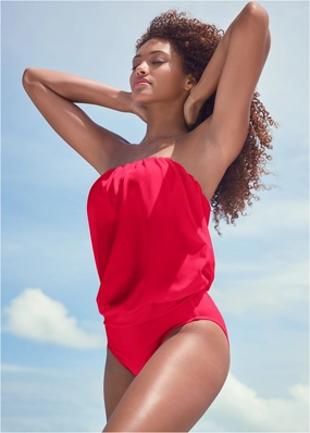 Blouson Bandeau Tankini - Red Hot