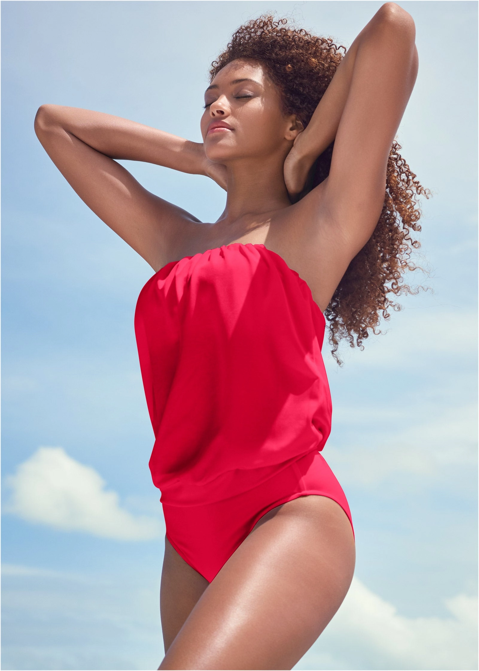Blouson Bandeau Tankini - Red Hot