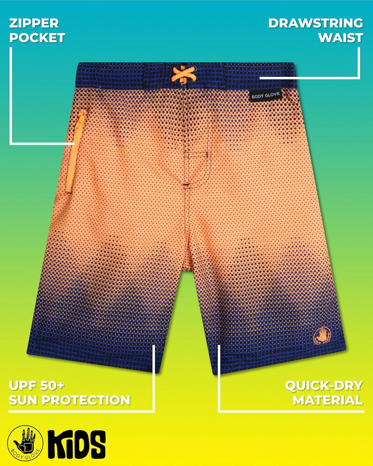 Body Glove Boys Swim Board Shorts - UPF 50  Quick Dry Boys Swim Trunks Bathing Suit Kids Swimwear with Pockets(Sizes: 8-18)