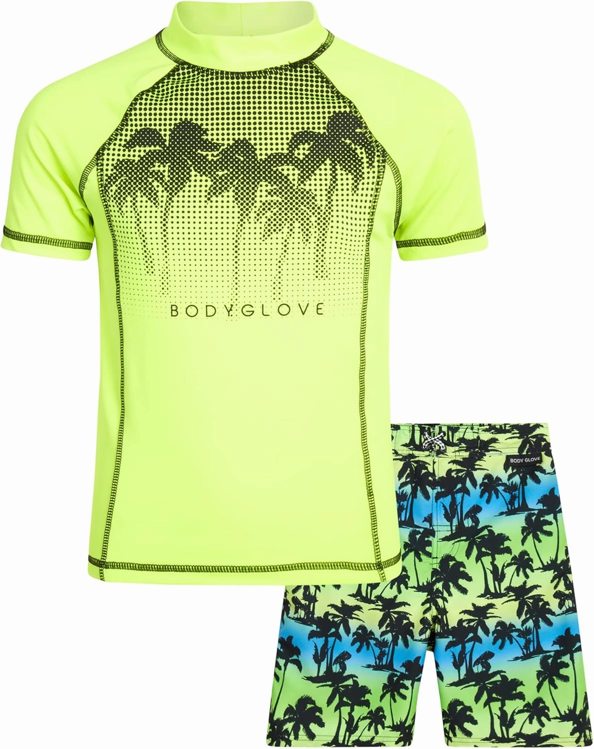 Body Glove Boys Swim Set - 2 Piece Boys Swim Trunks with Rash Guard UV Protection Swimsuit Kids Bathing Suits (Sizes 4-12)